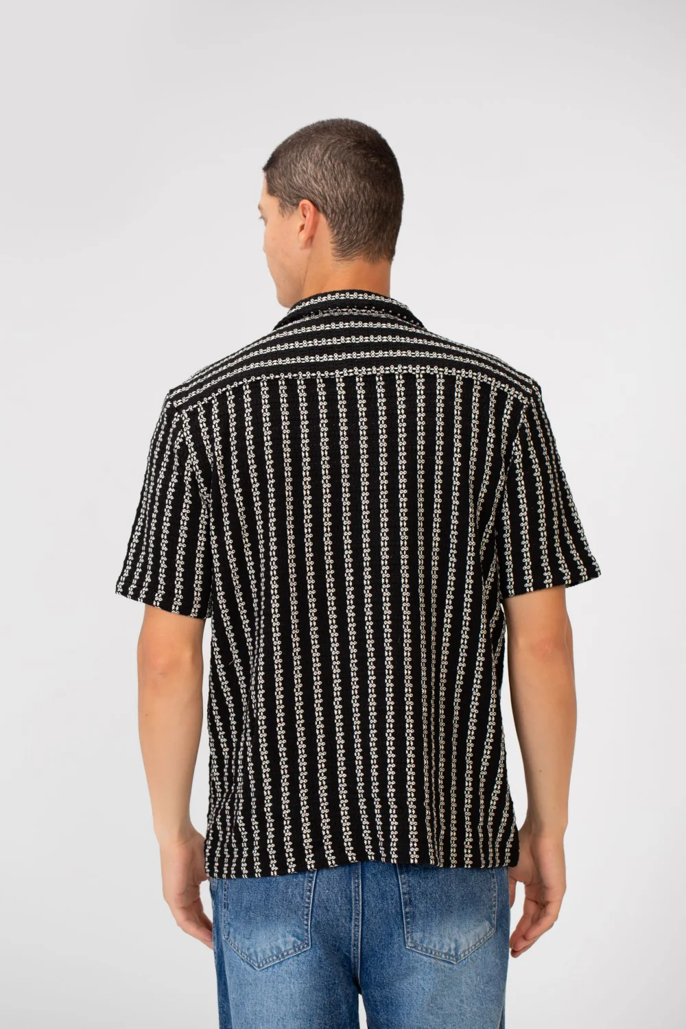 Men's Striped Short Sleeve Slim Fit Mesh Shirt - Image 6