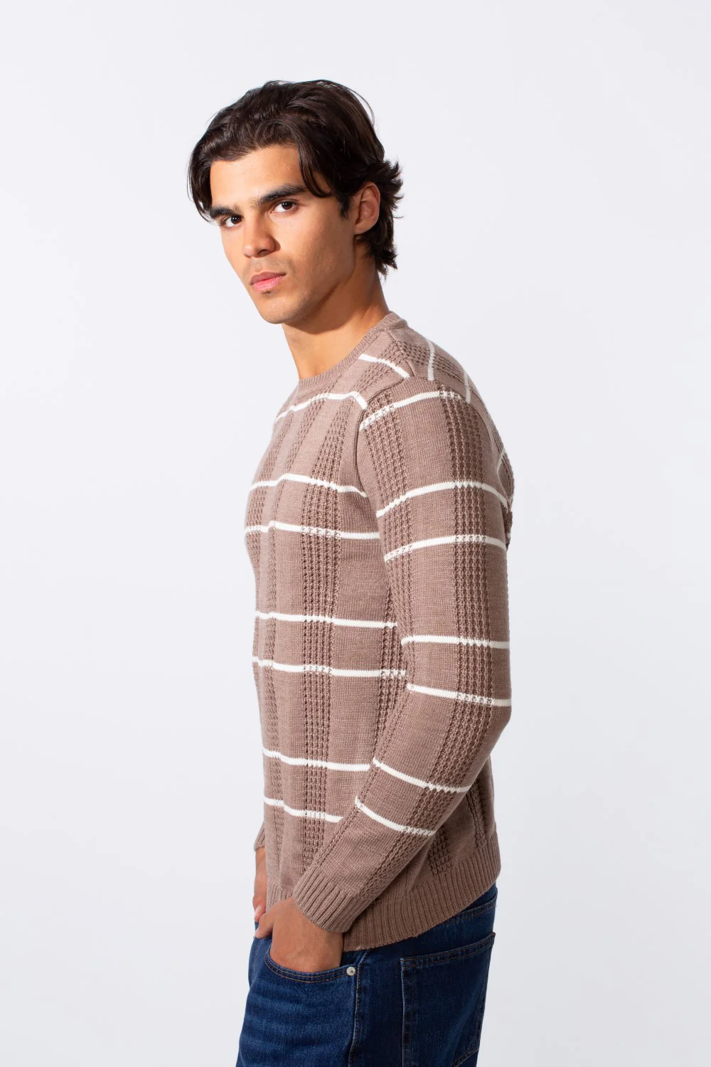 Men's Striped Slim Fit Breathable Material Pullover - Image 12
