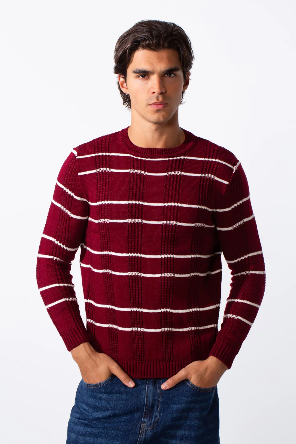 Men's Striped Slim Fit Breathable Material Pullover - Image 13