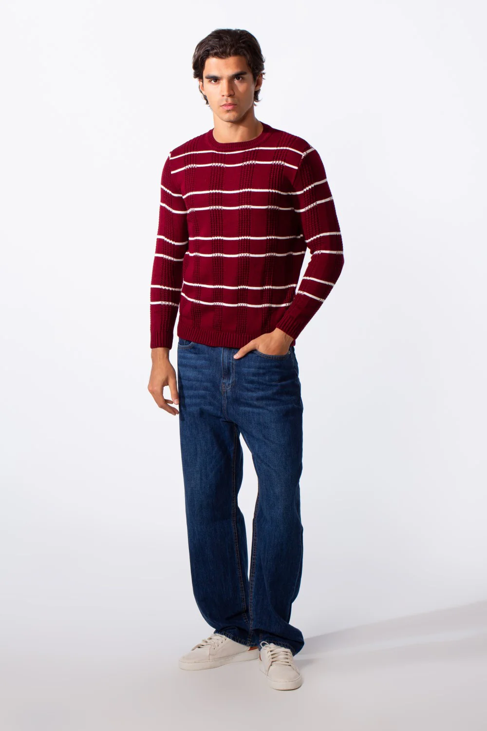 Men's Striped Slim Fit Breathable Material Pullover - Image 15