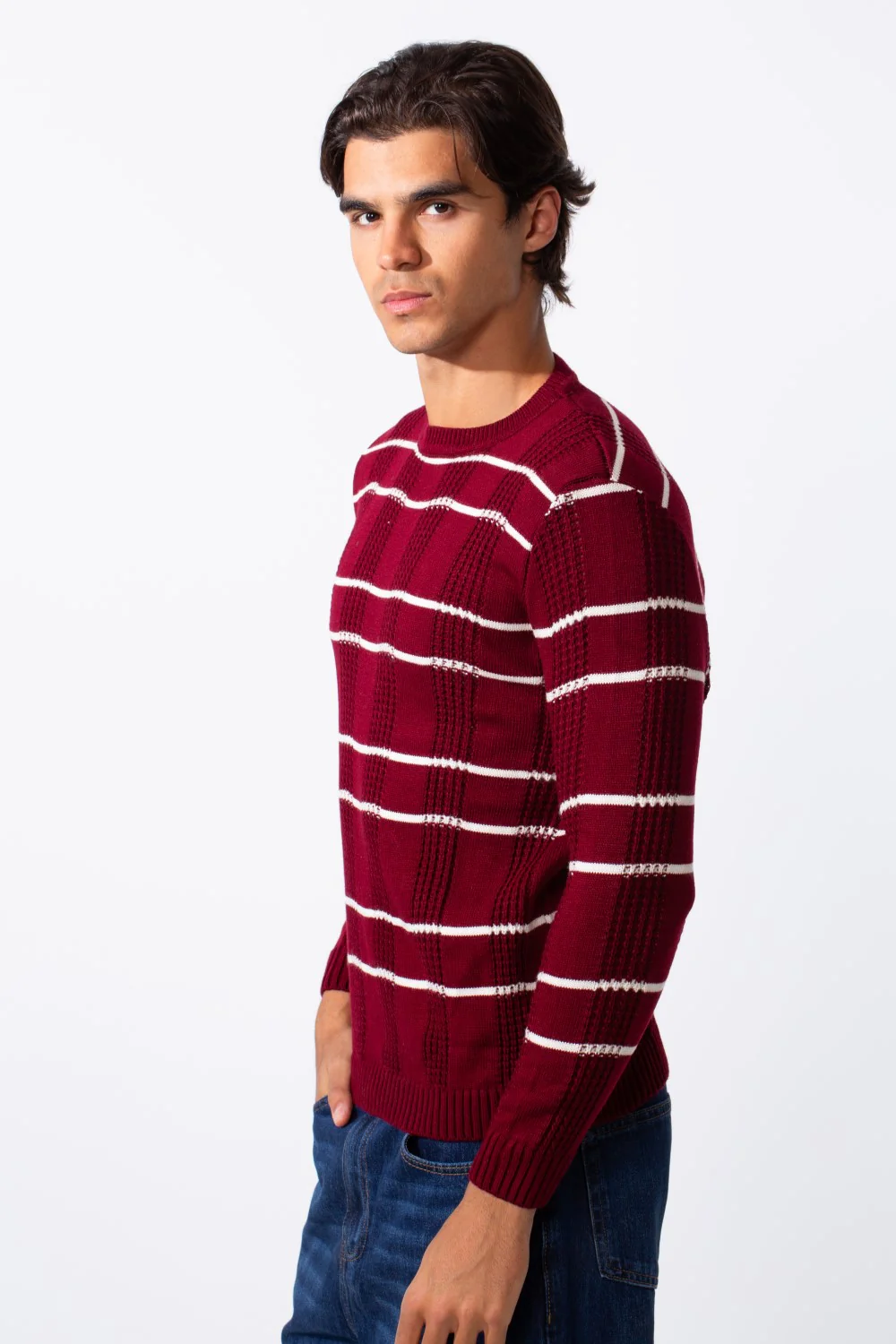 Men's Striped Slim Fit Breathable Material Pullover - Image 16