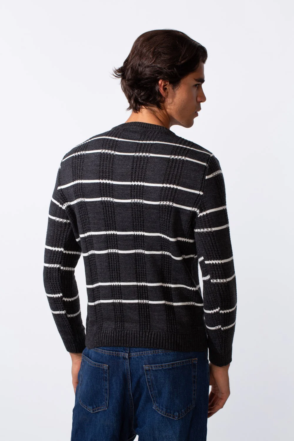 Men's Striped Slim Fit Breathable Material Pullover - Image 2