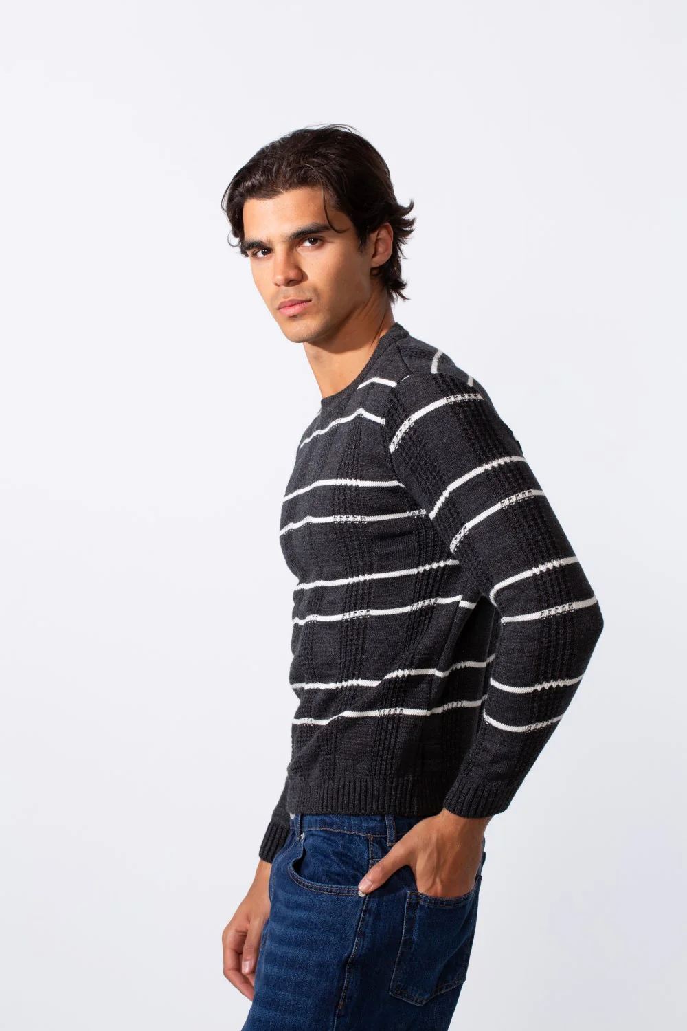Men's Striped Slim Fit Breathable Material Pullover - Image 4