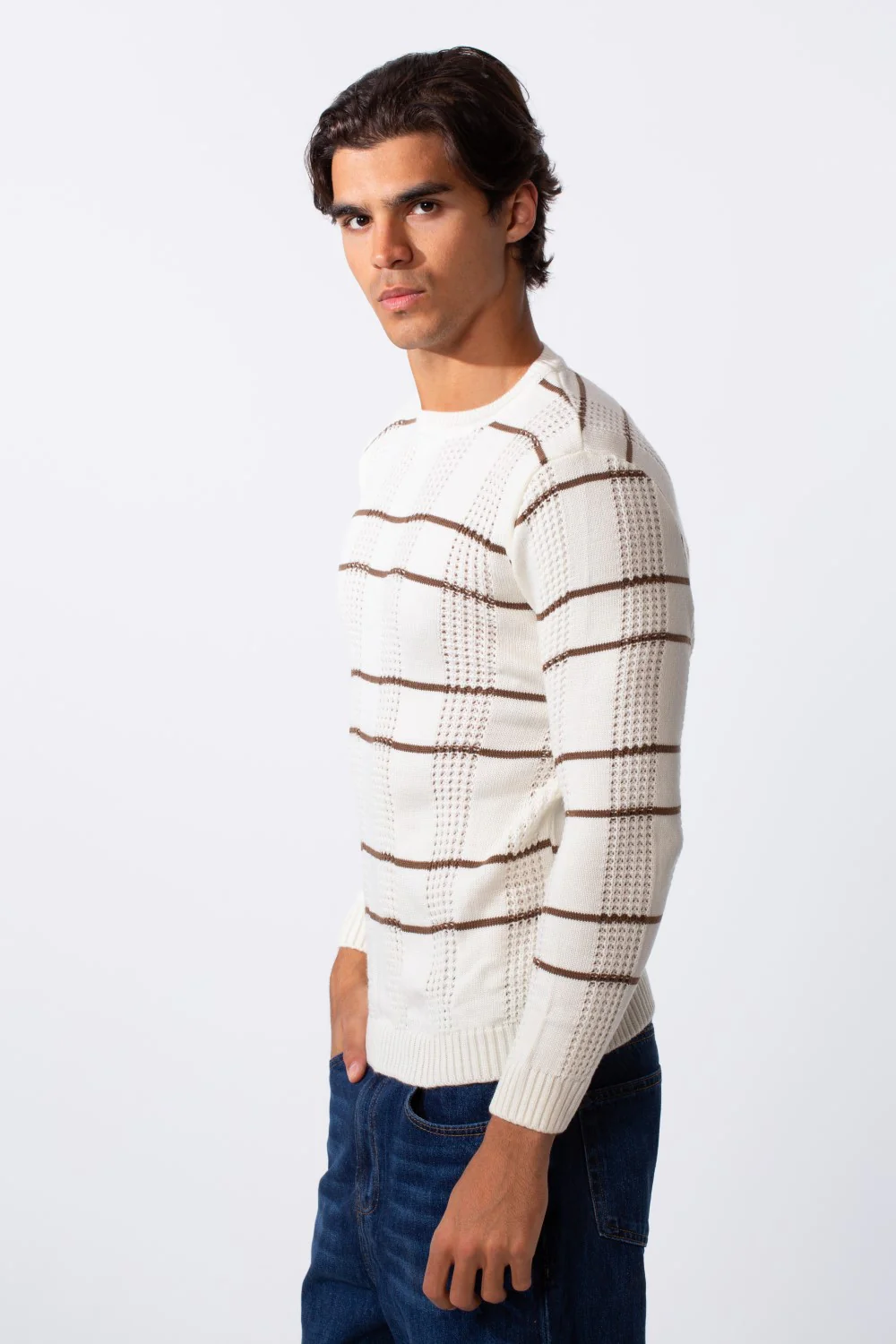Men's Striped Slim Fit Breathable Material Pullover - Image 8