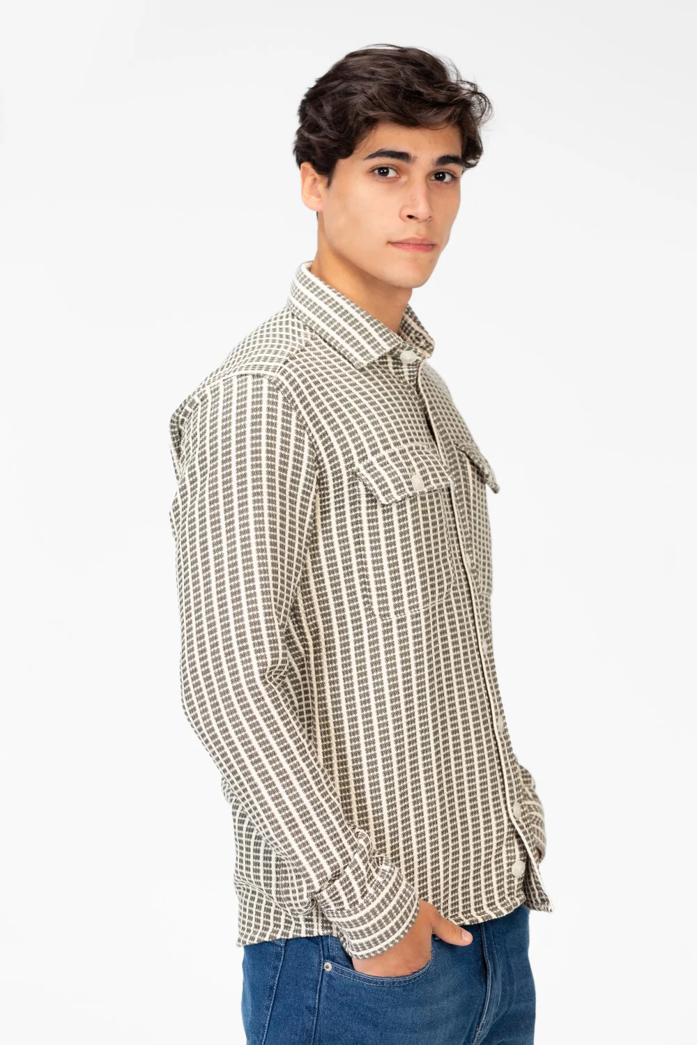 Men's Striped Slim Fit Shirt With Front Pockets - Image 11