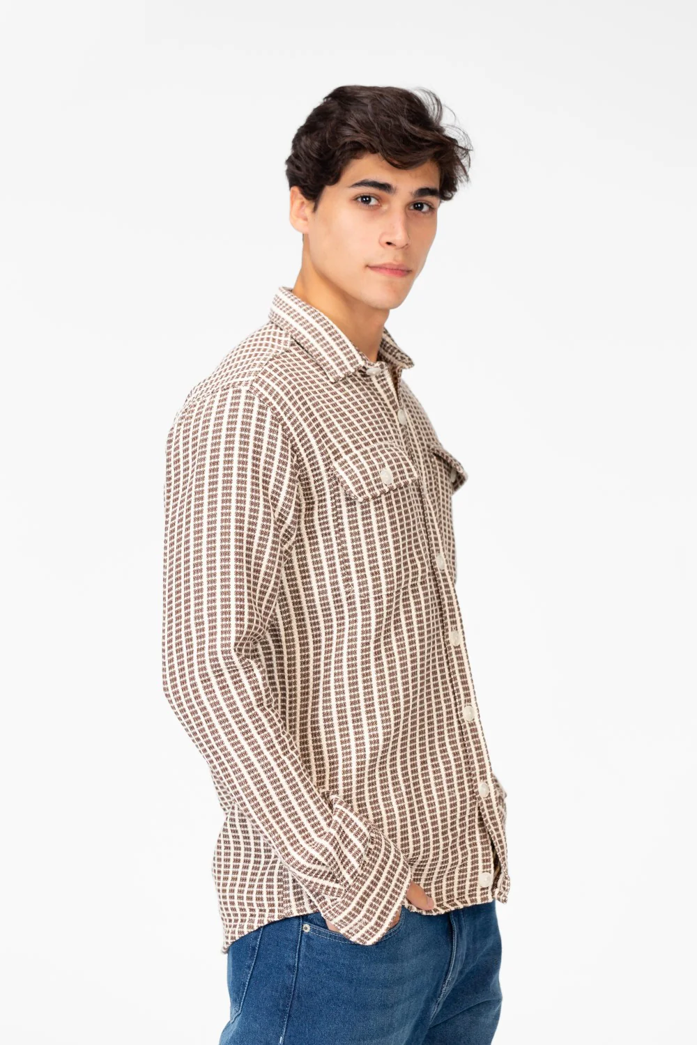Men's Striped Slim Fit Shirt With Front Pockets - Image 3