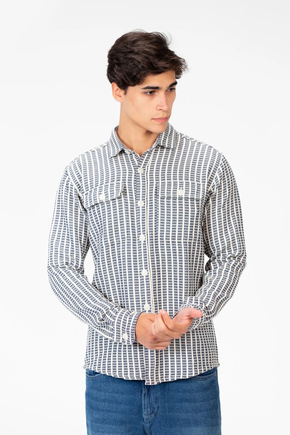 Men's Striped Slim Fit Shirt With Front Pockets - Image 5