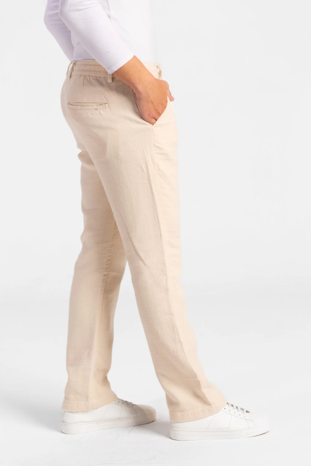 Men's Stylish Drawstring Waist Linen Pants With Pockets - Image 11