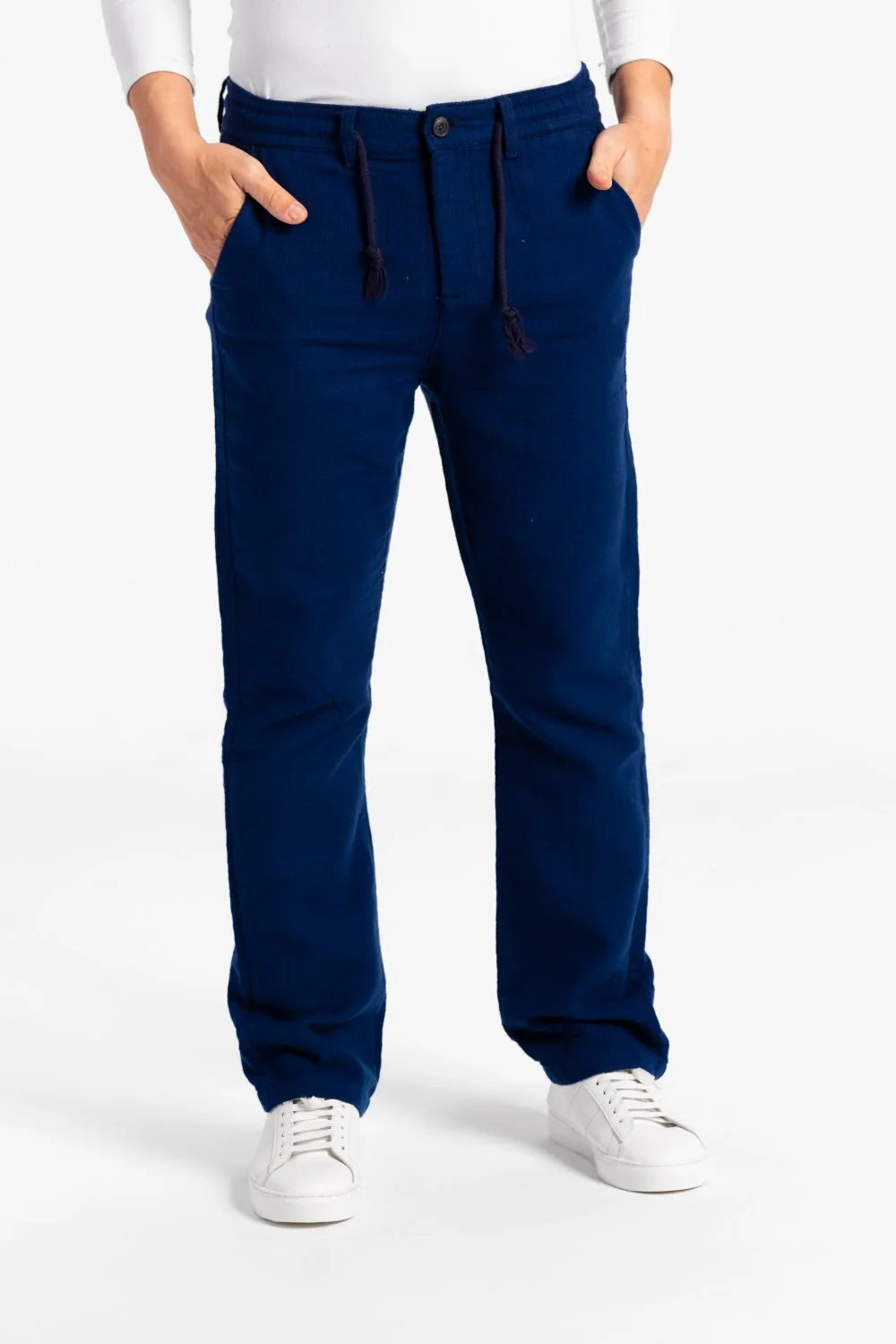 Men's Stylish Drawstring Waist Linen Pants With Pockets - Image 13
