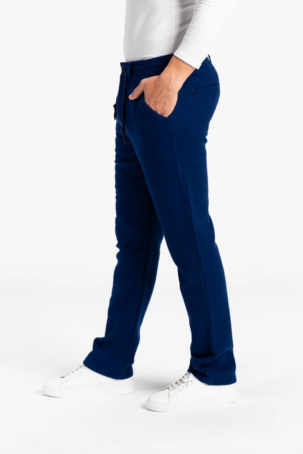 Men's Stylish Drawstring Waist Linen Pants With Pockets - Image 16
