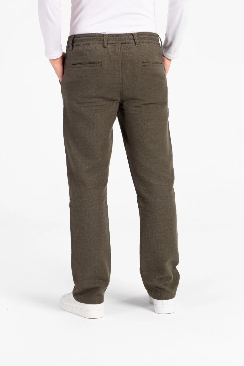 Men's Stylish Drawstring Waist Linen Pants With Pockets - Image 18