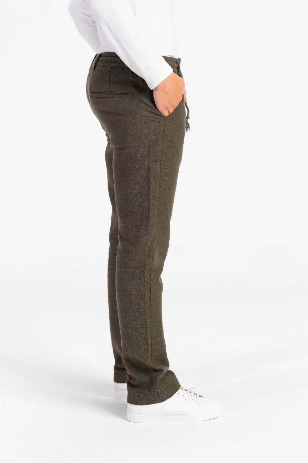 Men's Stylish Drawstring Waist Linen Pants With Pockets - Image 19