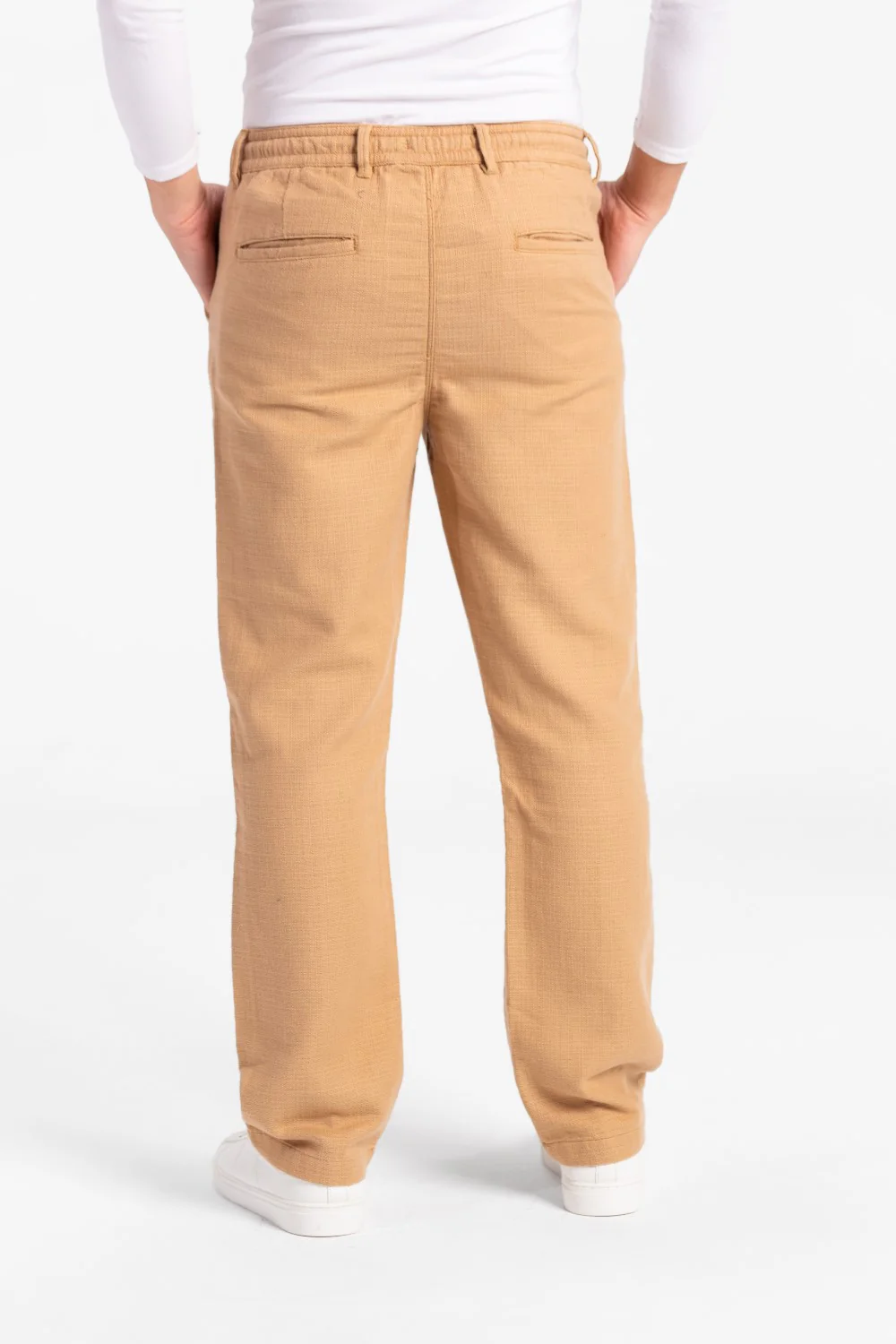 Men's Stylish Drawstring Waist Linen Pants With Pockets - Image 2