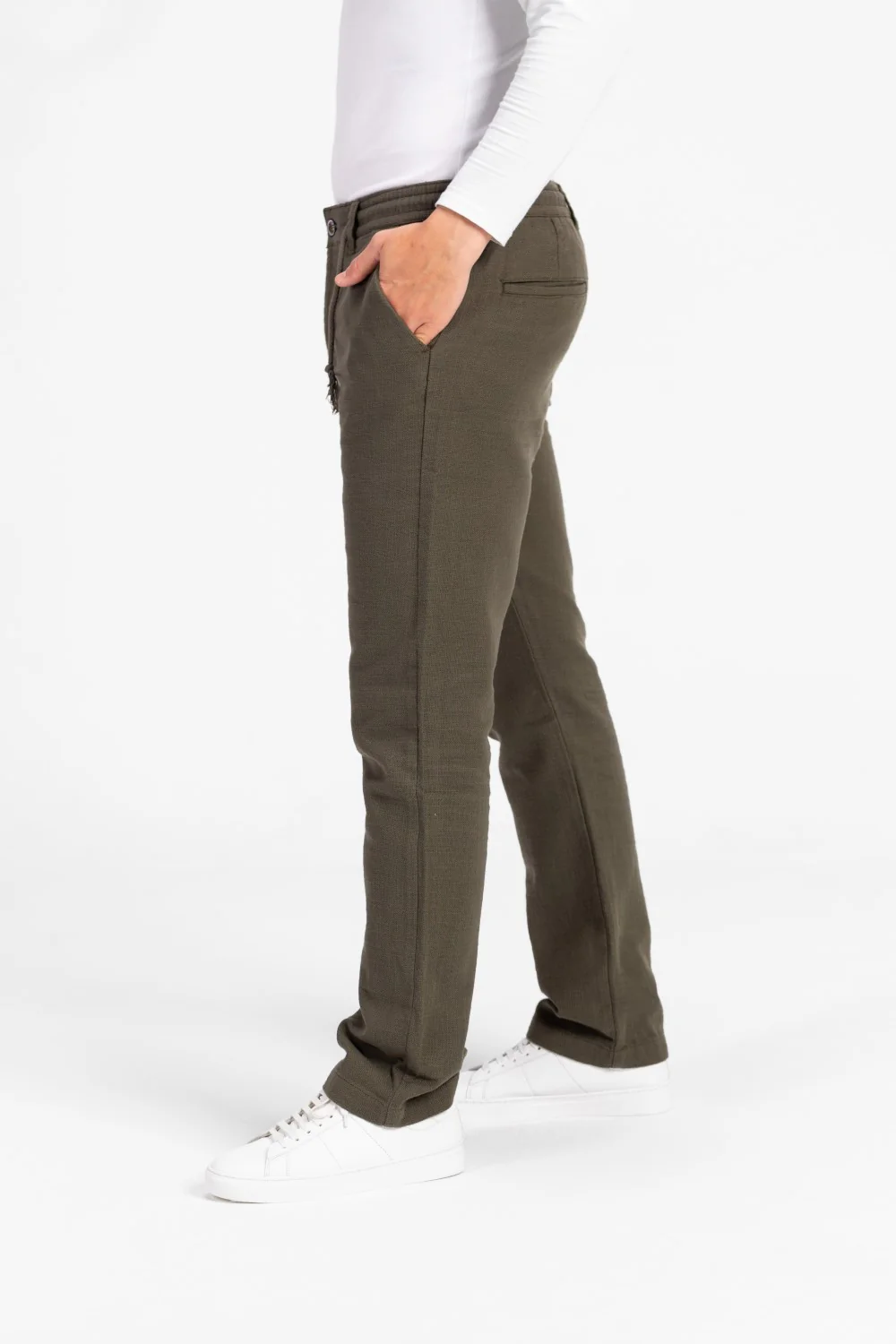 Men's Stylish Drawstring Waist Linen Pants With Pockets - Image 20
