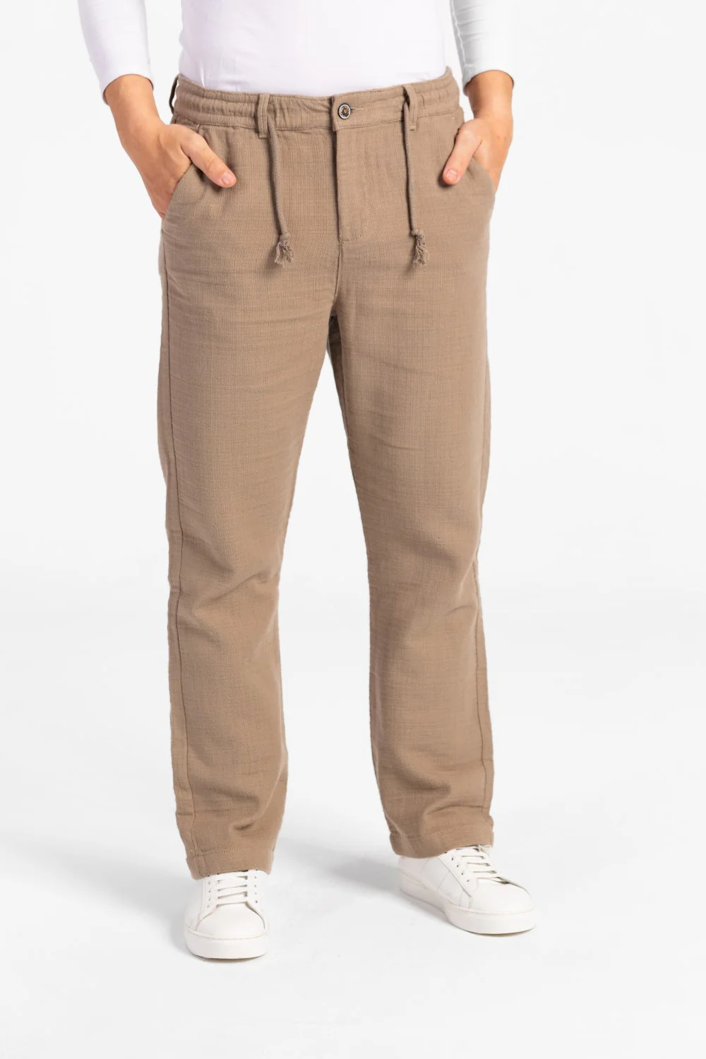 Men's Stylish Drawstring Waist Linen Pants With Pockets - Image 21