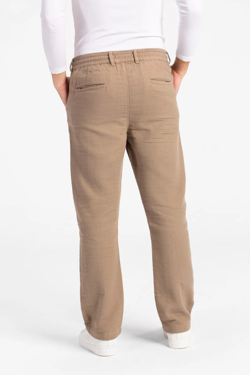 Men's Stylish Drawstring Waist Linen Pants With Pockets - Image 22