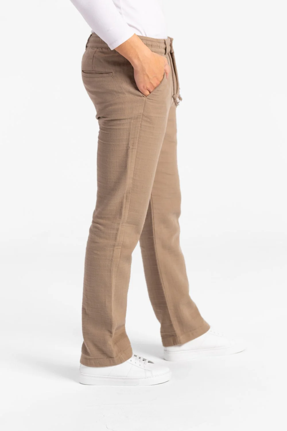 Men's Stylish Drawstring Waist Linen Pants With Pockets - Image 23