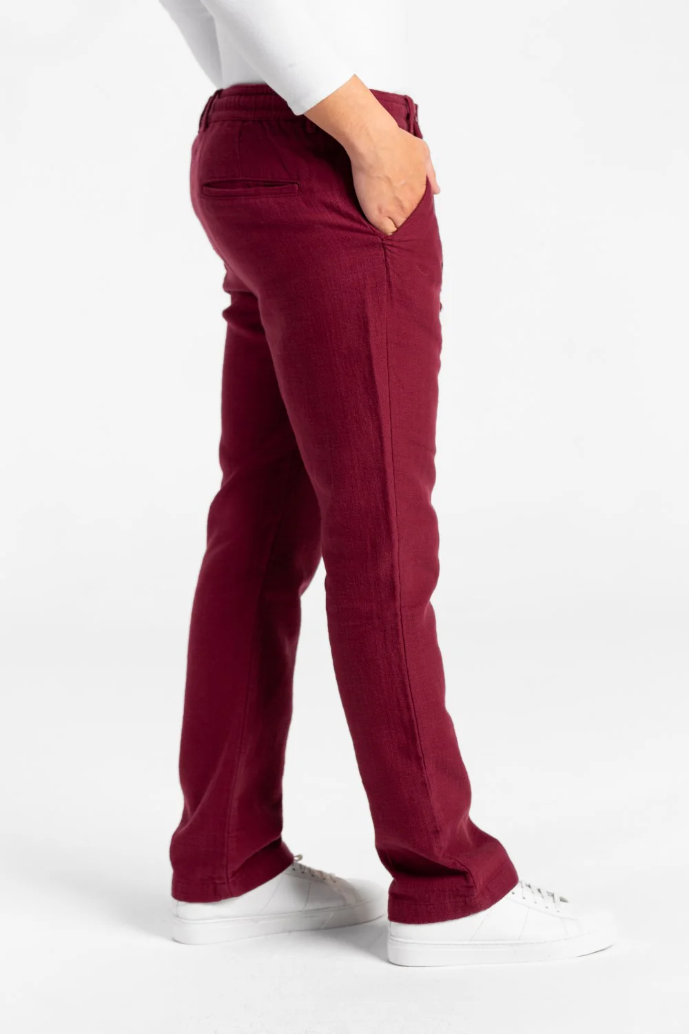 Men's Stylish Drawstring Waist Linen Pants With Pockets - Image 27