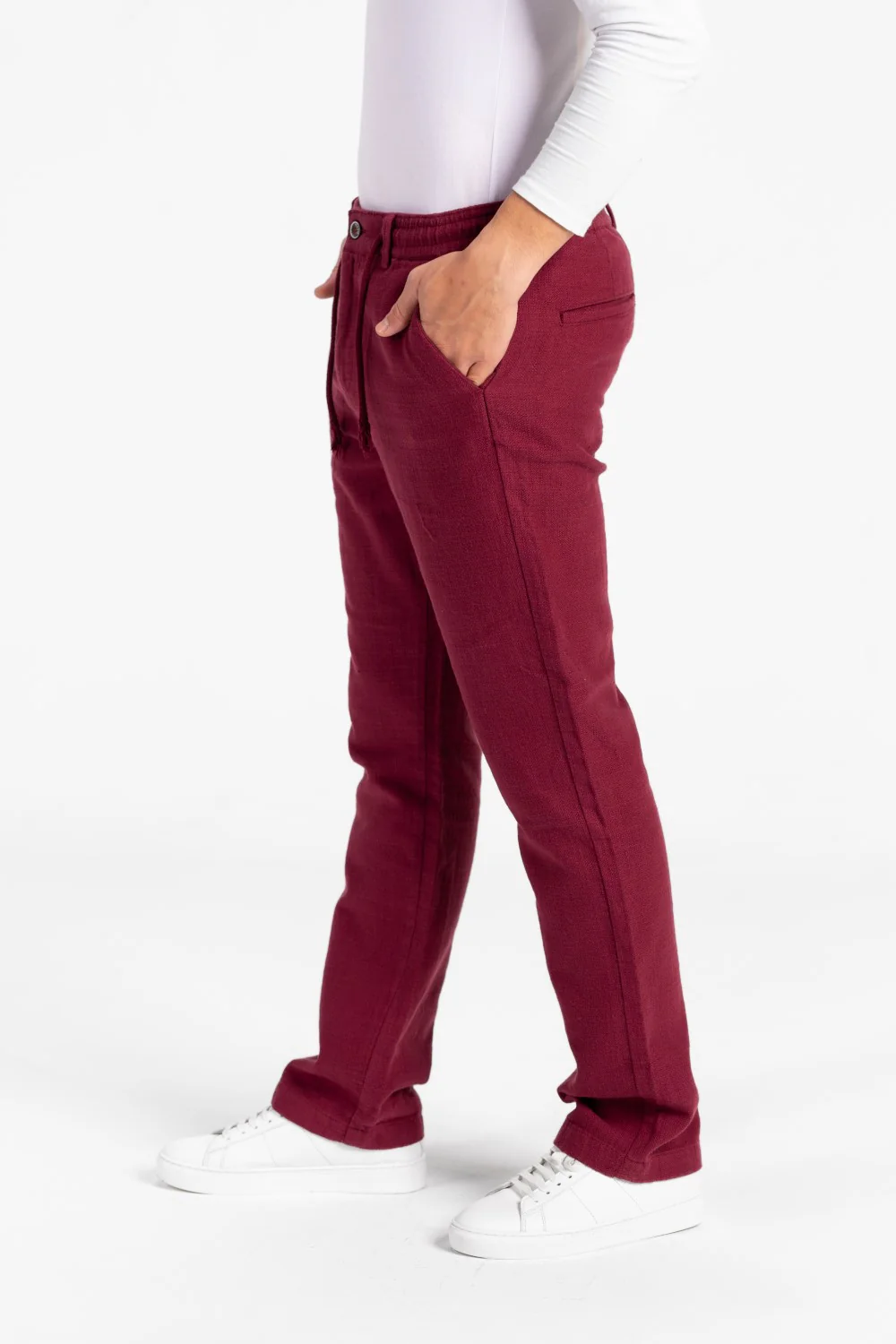 Men's Stylish Drawstring Waist Linen Pants With Pockets - Image 28