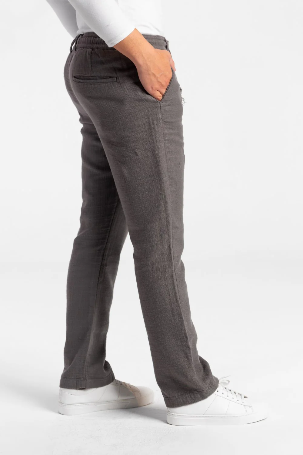 Men's Stylish Drawstring Waist Linen Pants With Pockets - Image 7