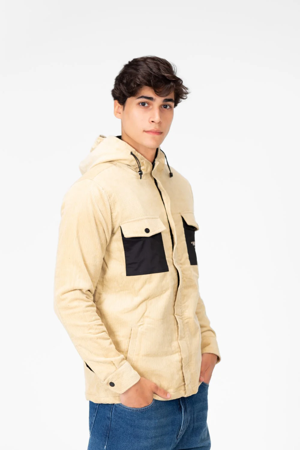 Men's Suede Hood Jacket With Front Pockets - Image 3