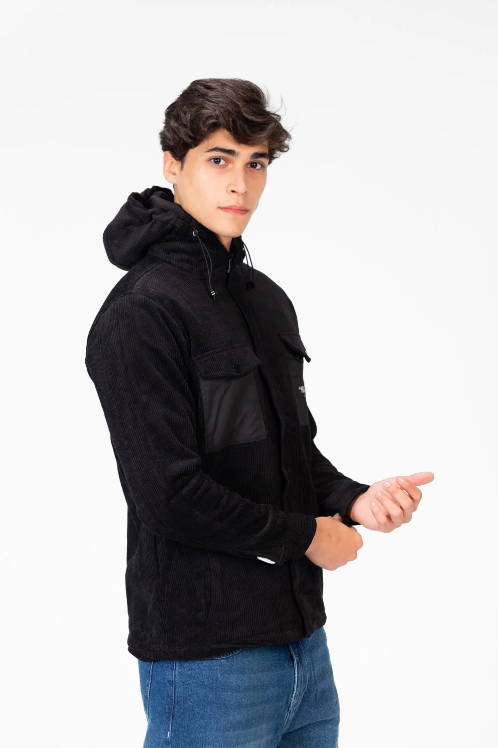 Men's Suede Hood Jacket With Front Pockets - Image 7