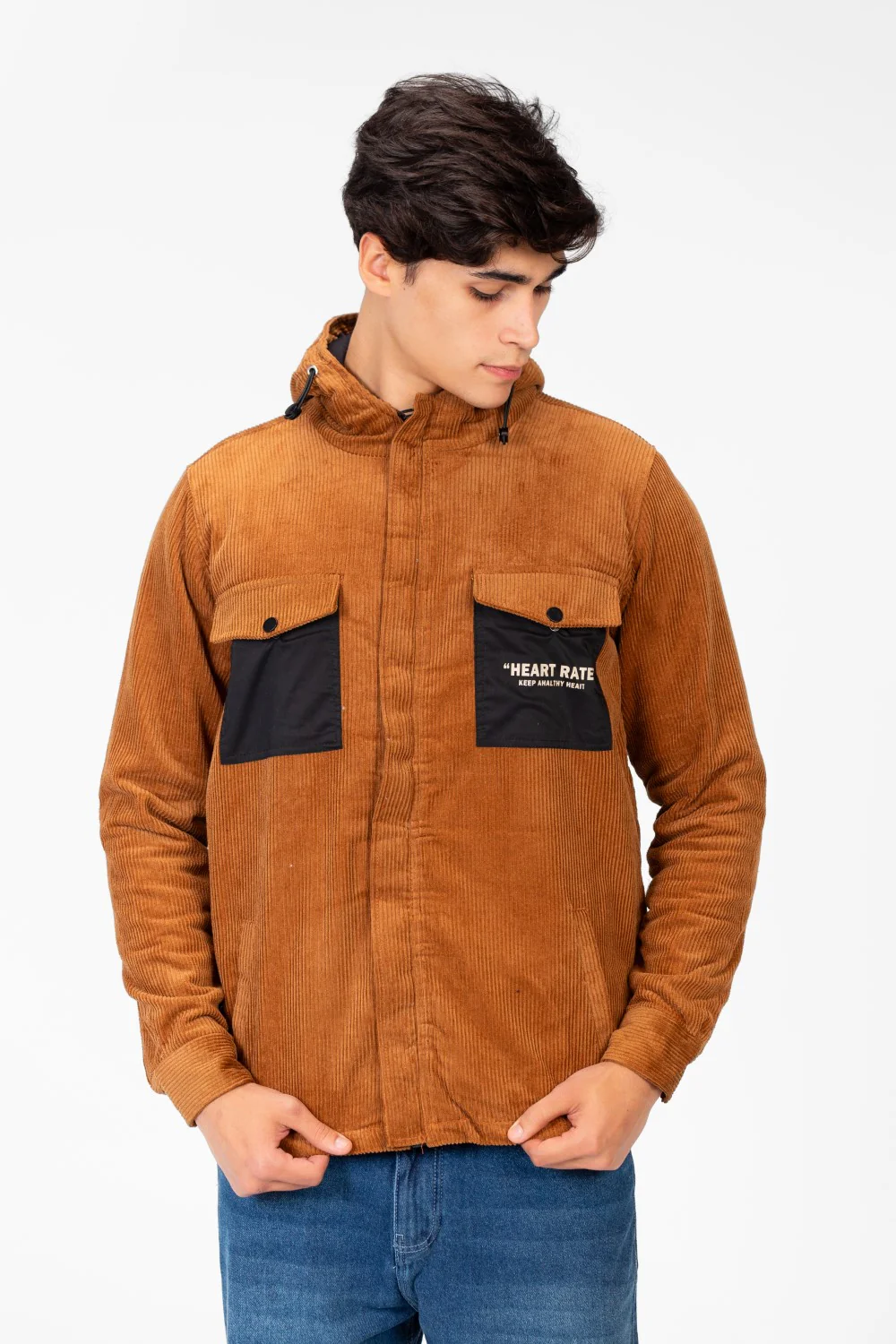 Men's Suede Hood Jacket With Front Pockets - Image 9