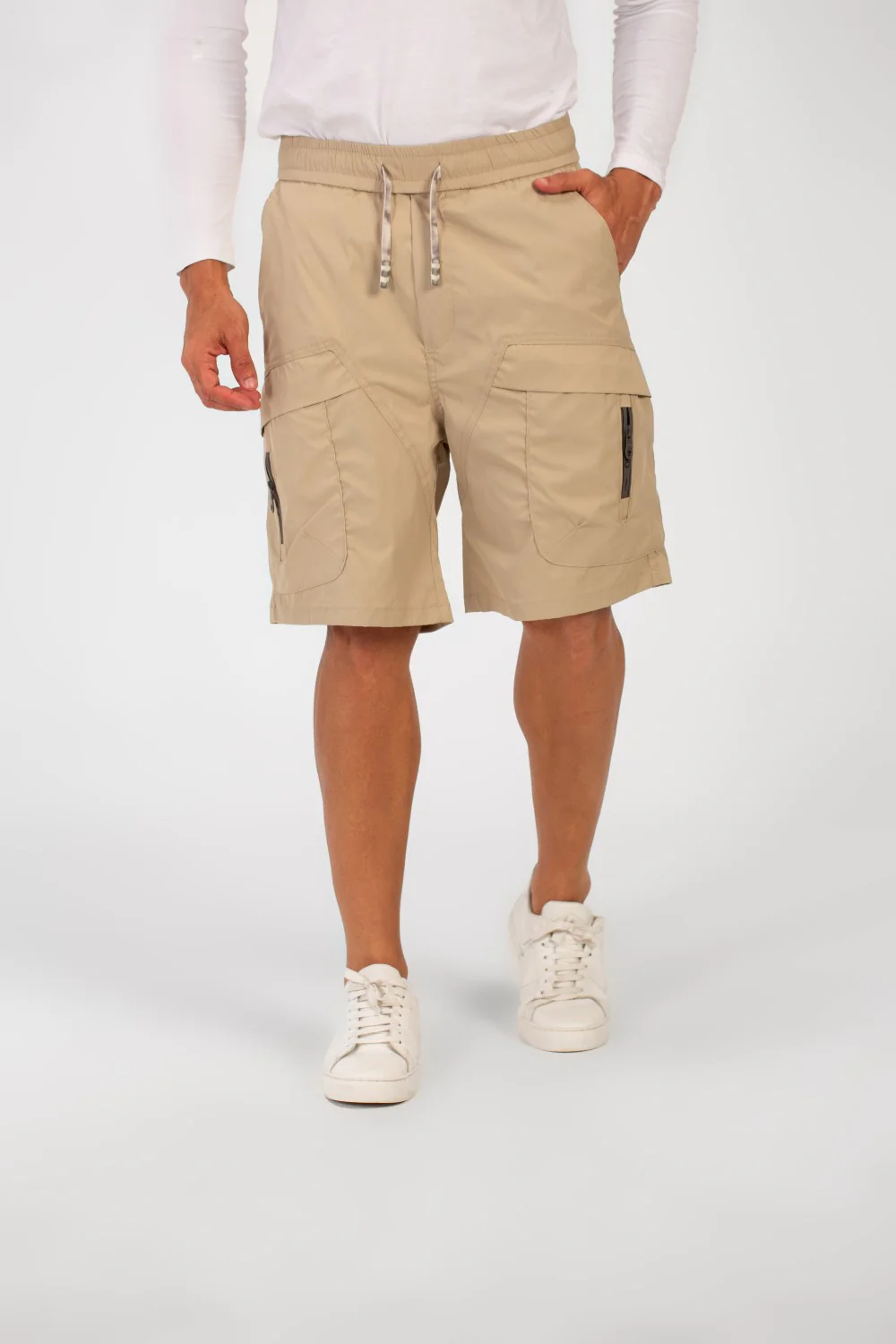 Men's Summer Basic Waterproof Short With Elastic Waistband And Zippered Pockets - Image 5