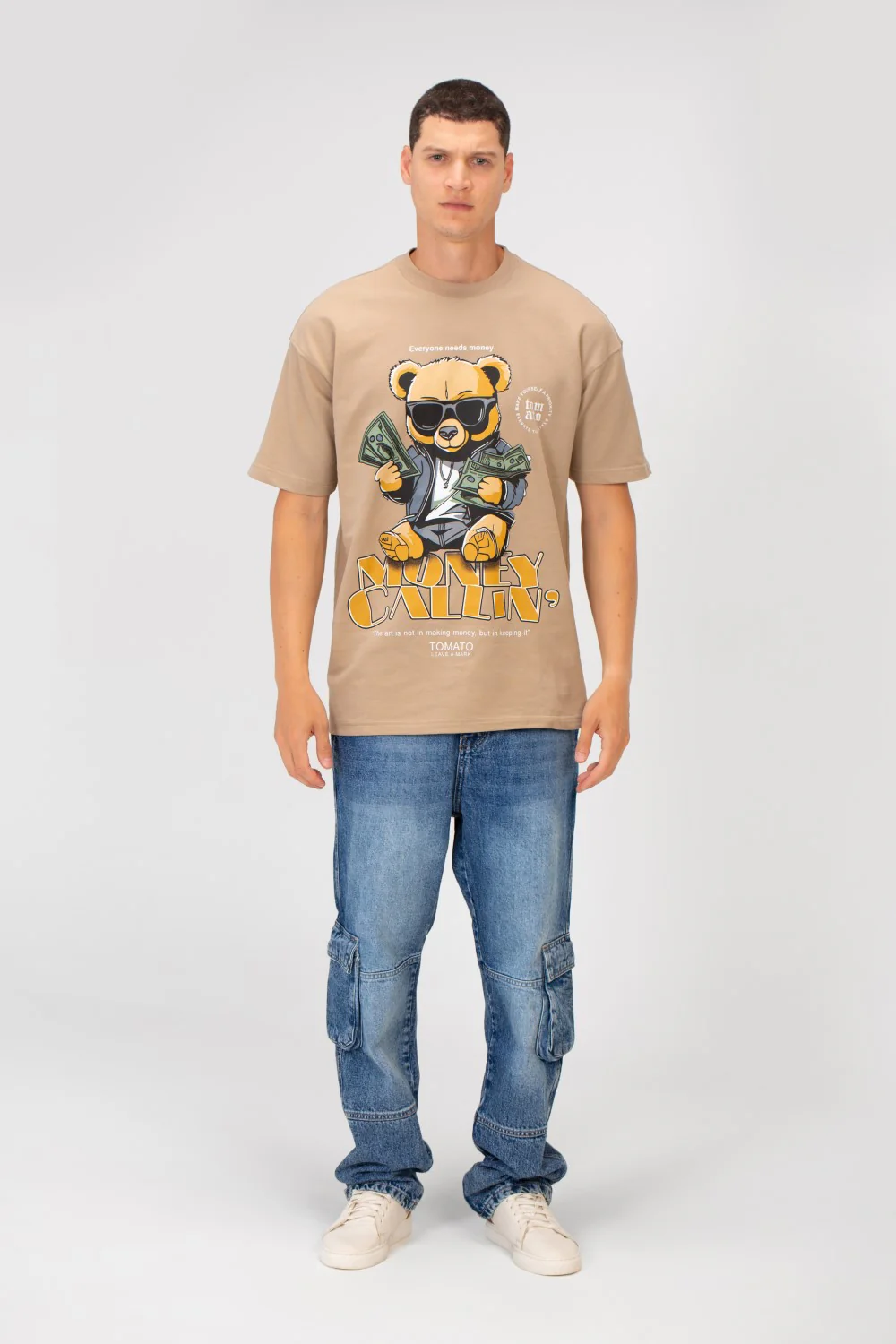 Men's Summer Melton Graphic Print Short Sleeve Oversized Half Sleeve T-Shirt - Image 4