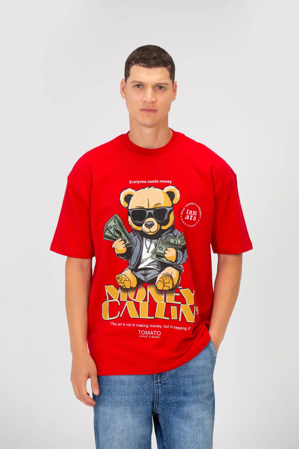 Men's Summer Melton Graphic Print Short Sleeve Oversized Half Sleeve T-Shirt - Image 5