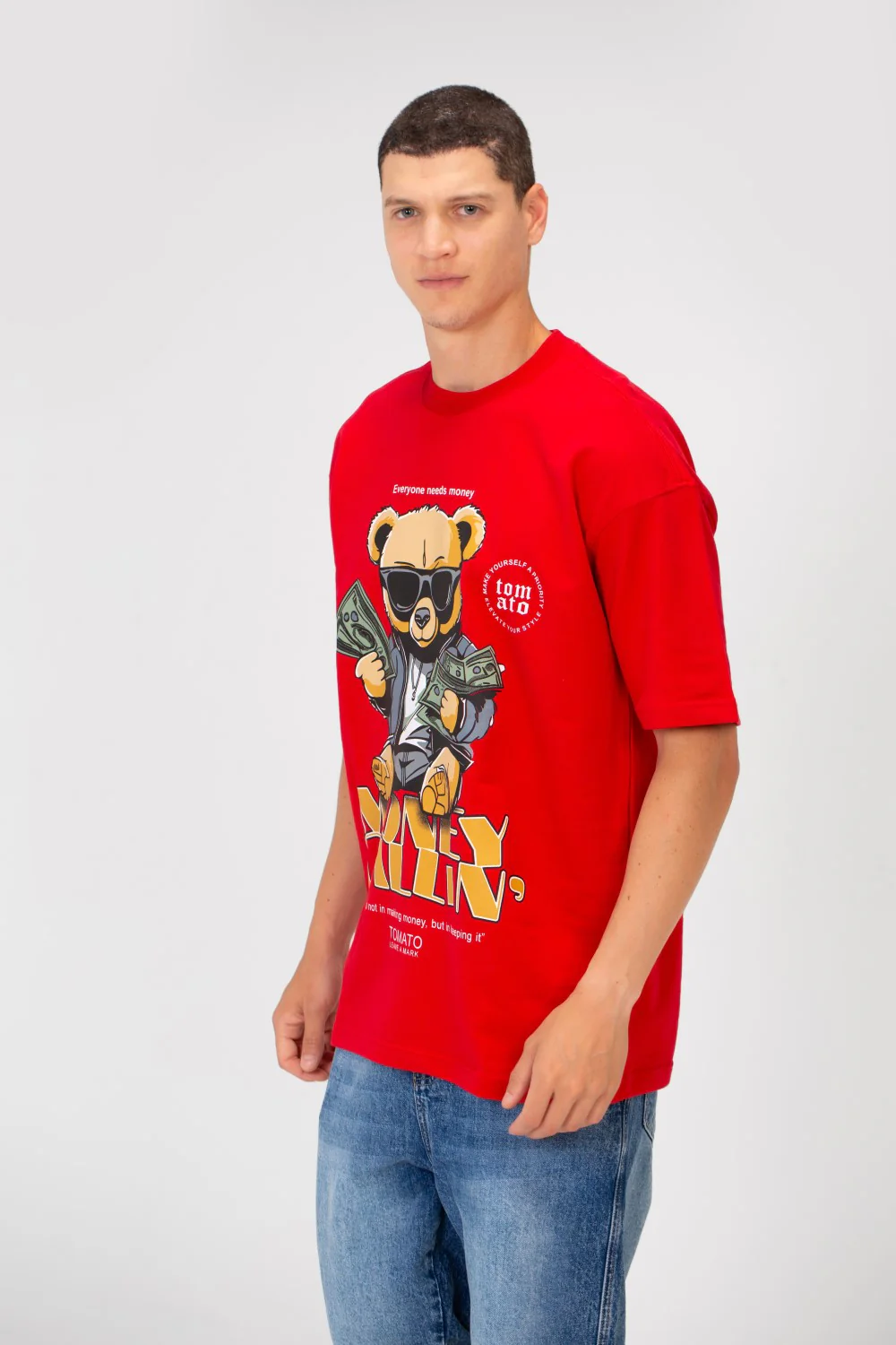 Men's Summer Melton Graphic Print Short Sleeve Oversized Half Sleeve T-Shirt - Image 7