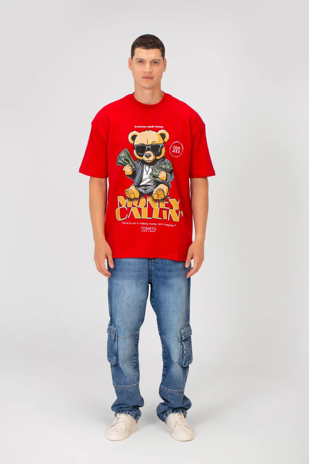 Men's Summer Melton Graphic Print Short Sleeve Oversized Half Sleeve T-Shirt - Image 8