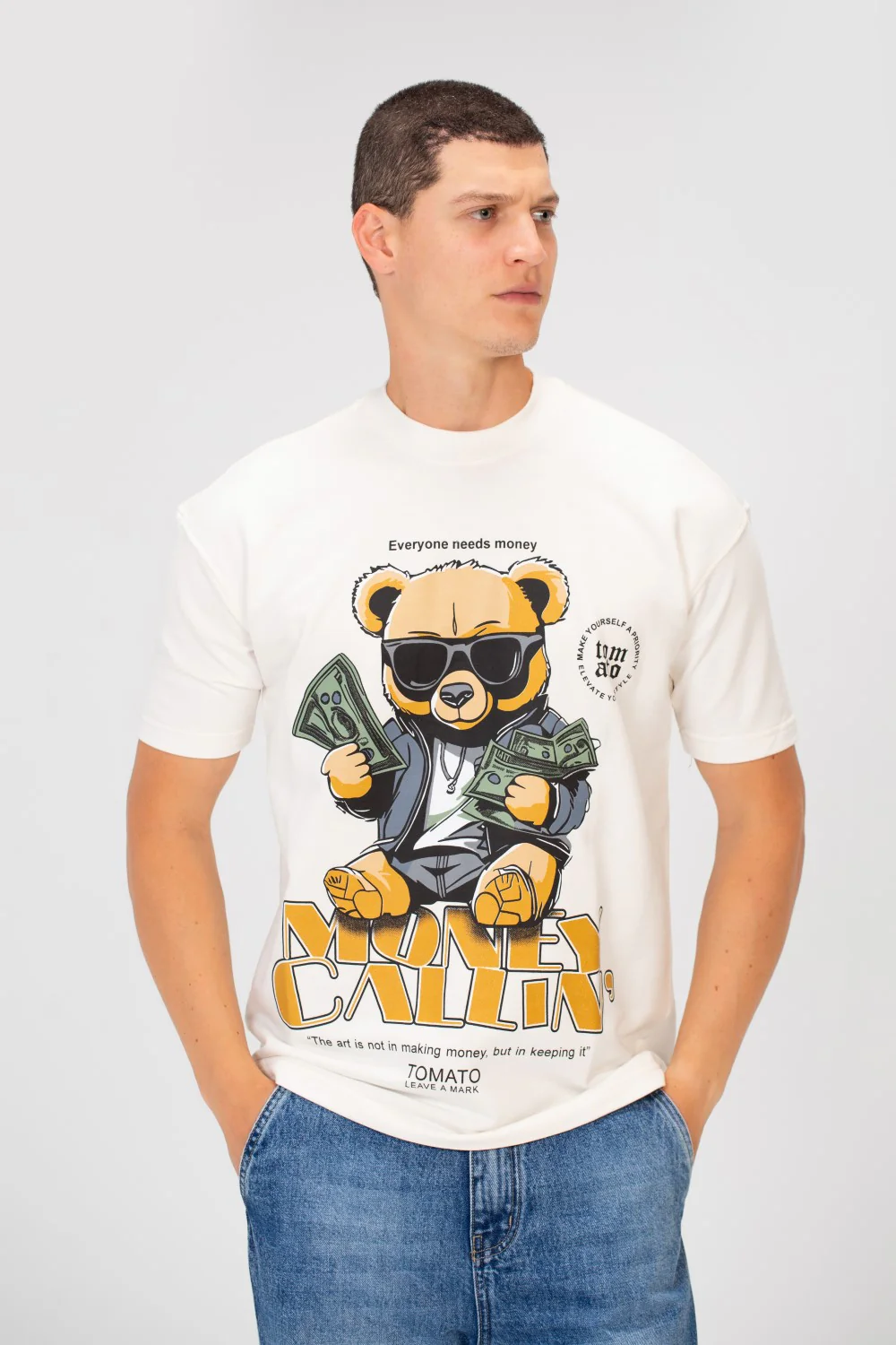 Men's Summer Melton Graphic Print Short Sleeve Oversized Half Sleeve T-Shirt - Image 9