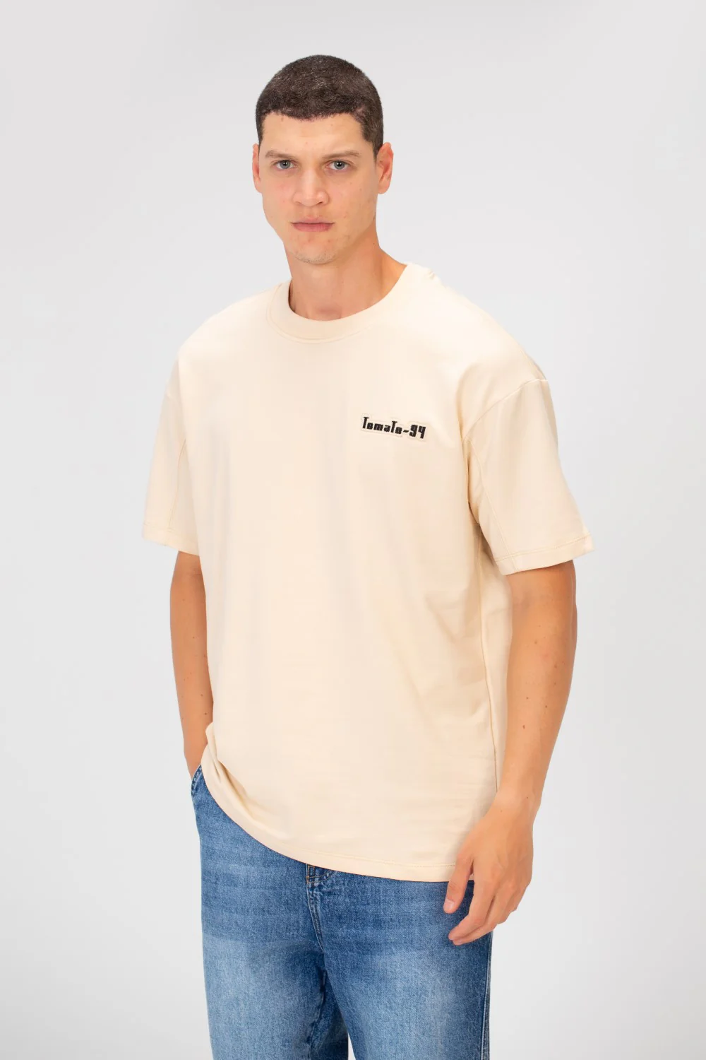 Men's Summer Melton Regular Fit Short Sleeves T-Shirt With Front Tomato Print - Image 3