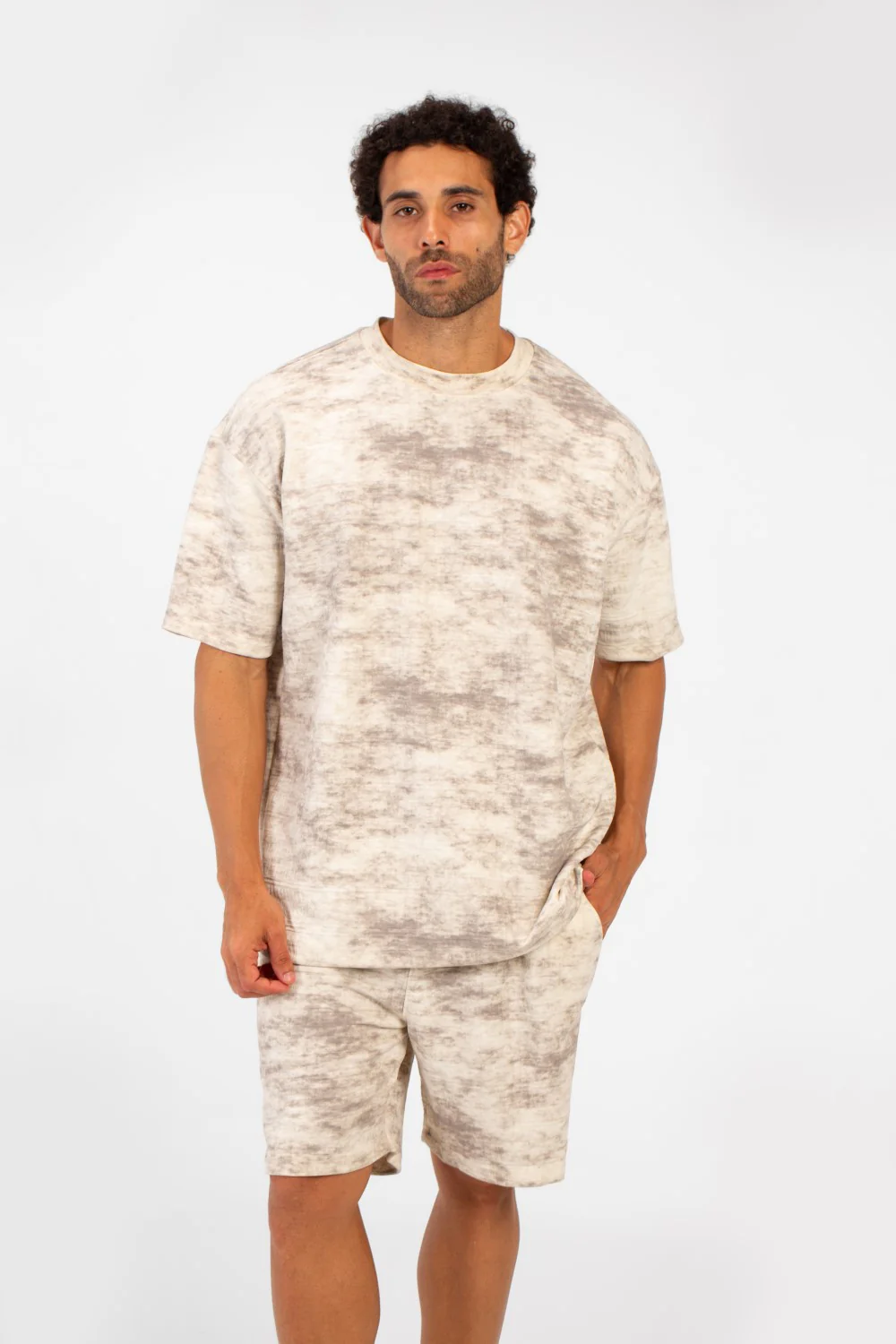 Men's Summer Outfit Set Regular Fit Tie Dye Half Sleeve T-Shirt And Short