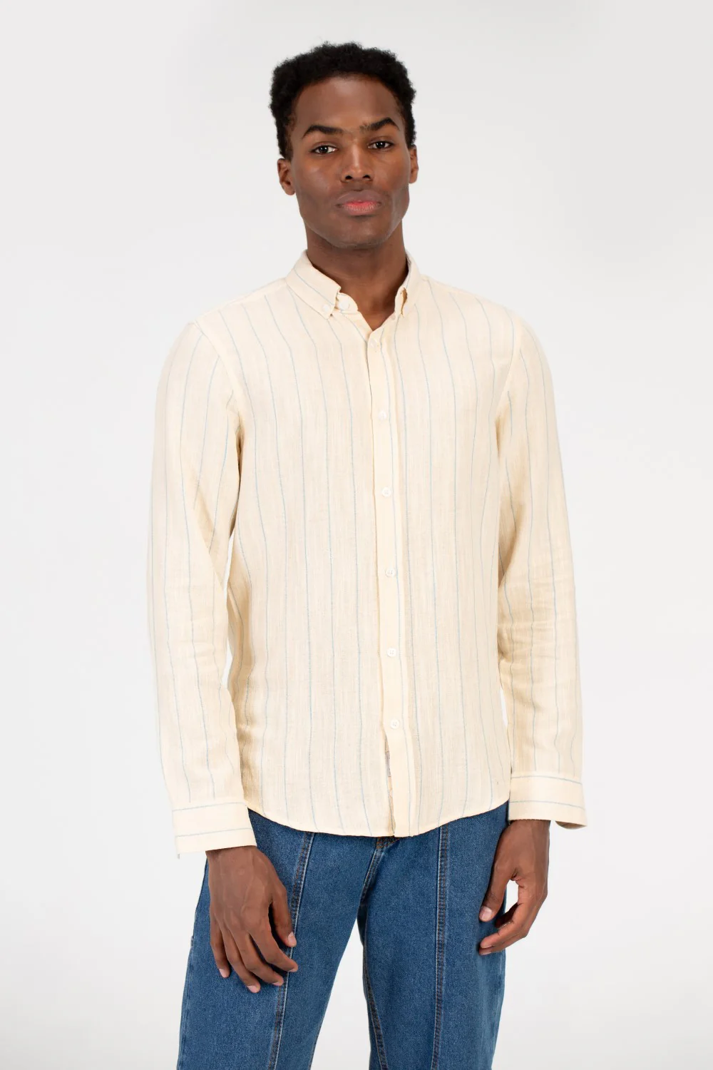 Men's Summer Striped Slim Fit Poplin Shirt - Image 5