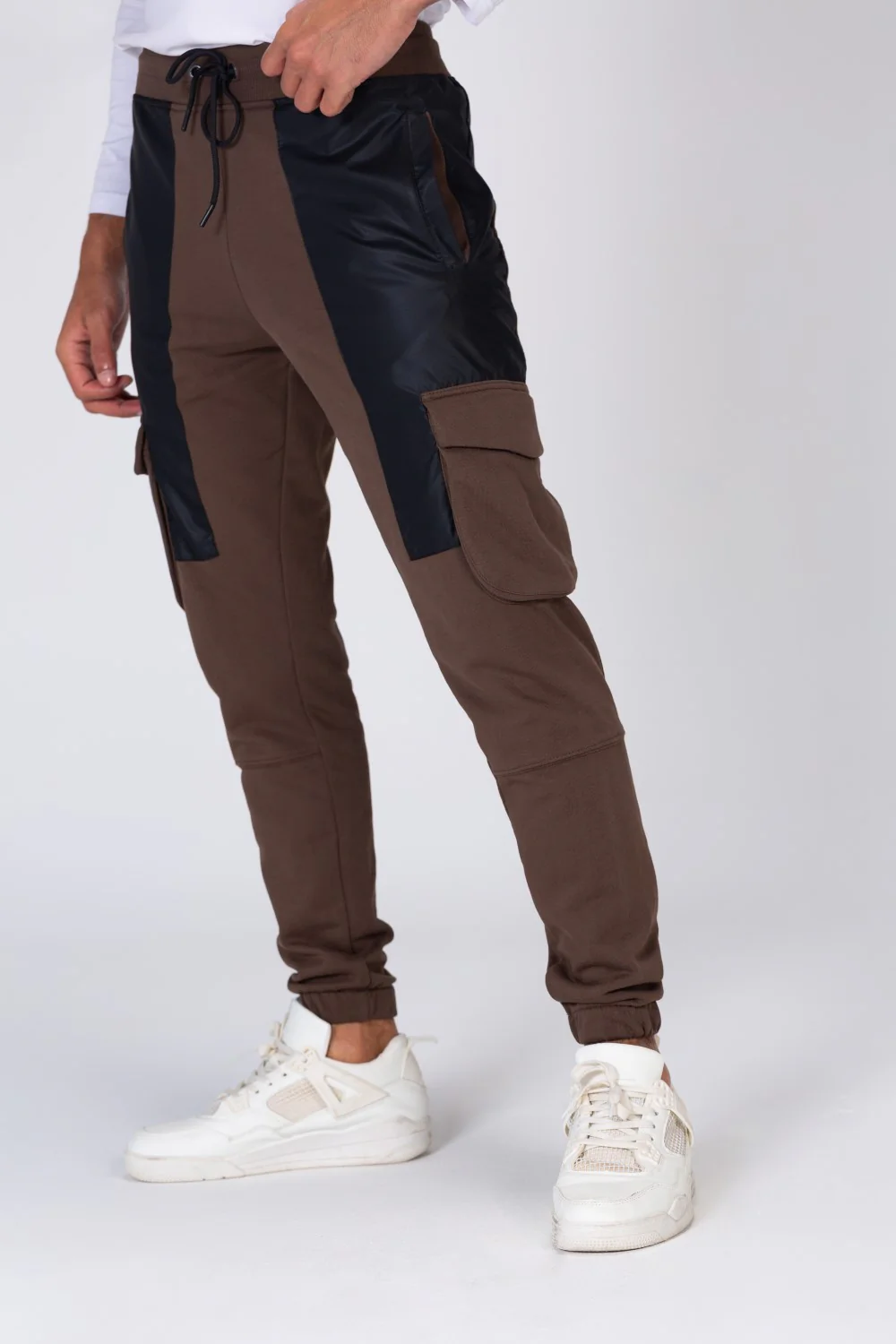 Mens Sweatpants With Leather Front And Side Pockets - Image 3