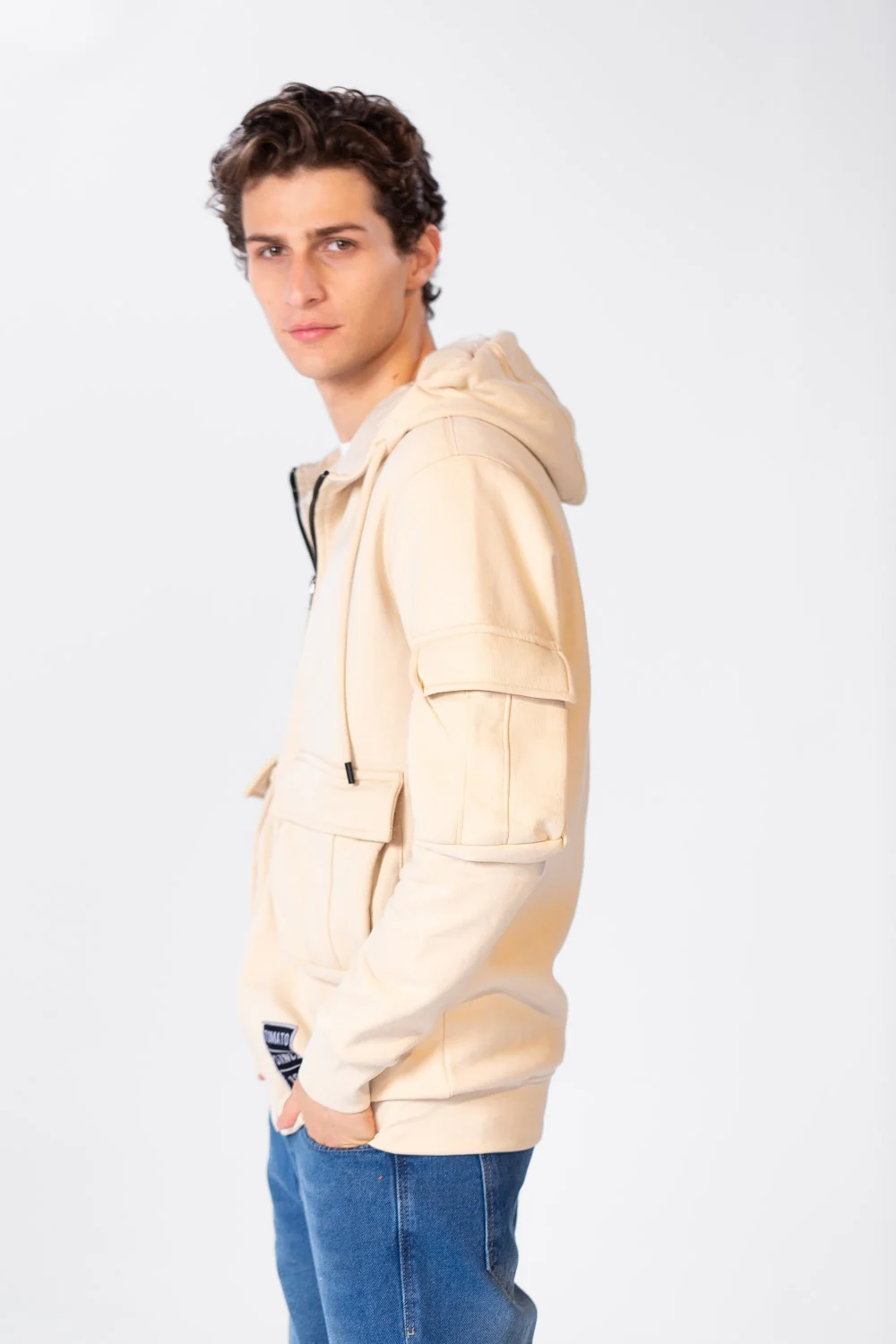 Men's Sweatshirt With Front Zipper And Pockets - Image 3