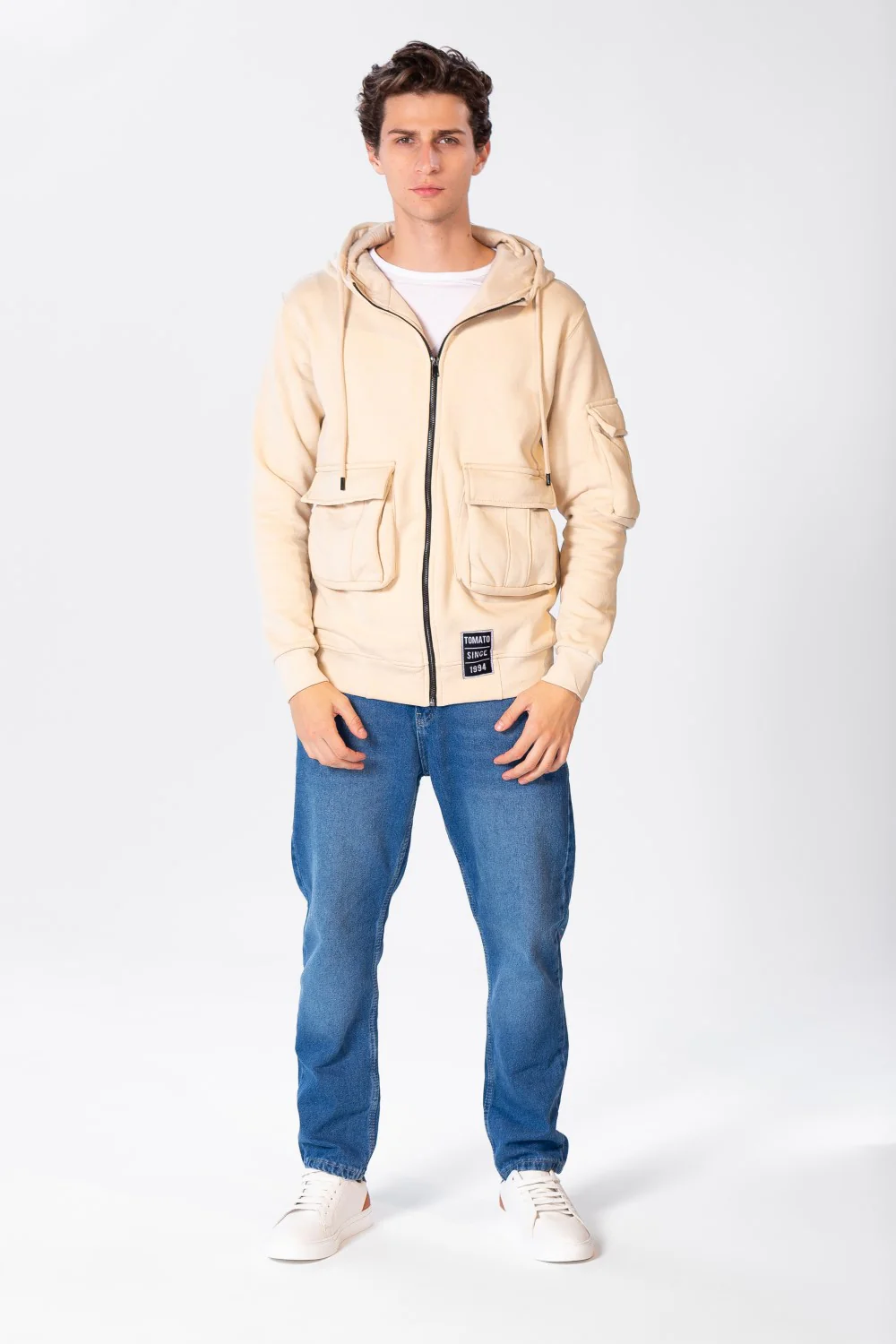 Men's Sweatshirt With Front Zipper And Pockets - Image 4
