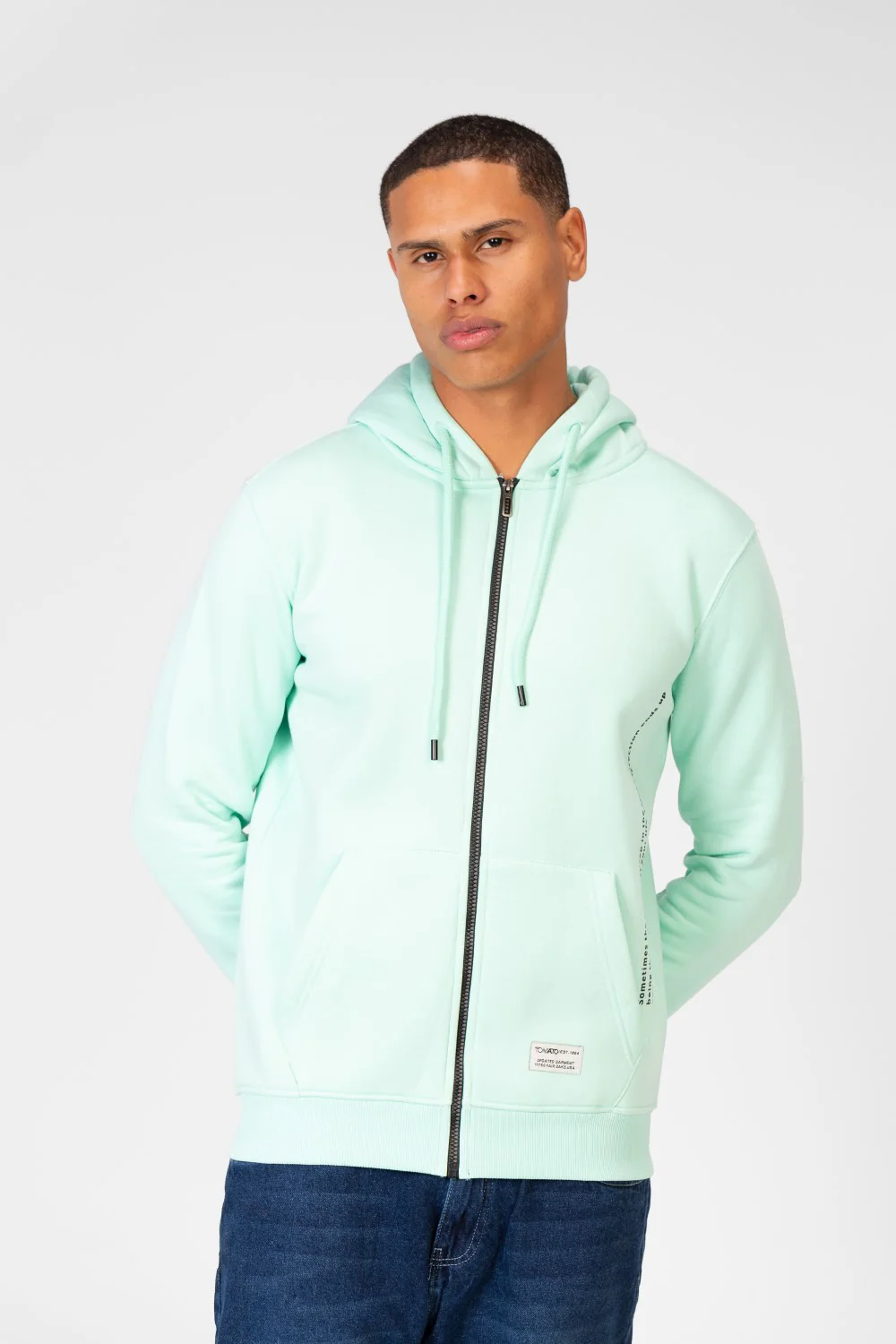 Men's Sweatshirt With Hood And Front Zipper - Image 5