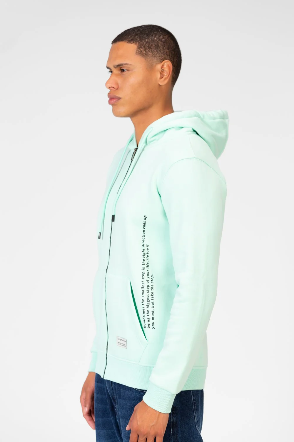 Men's Sweatshirt With Hood And Front Zipper - Image 7