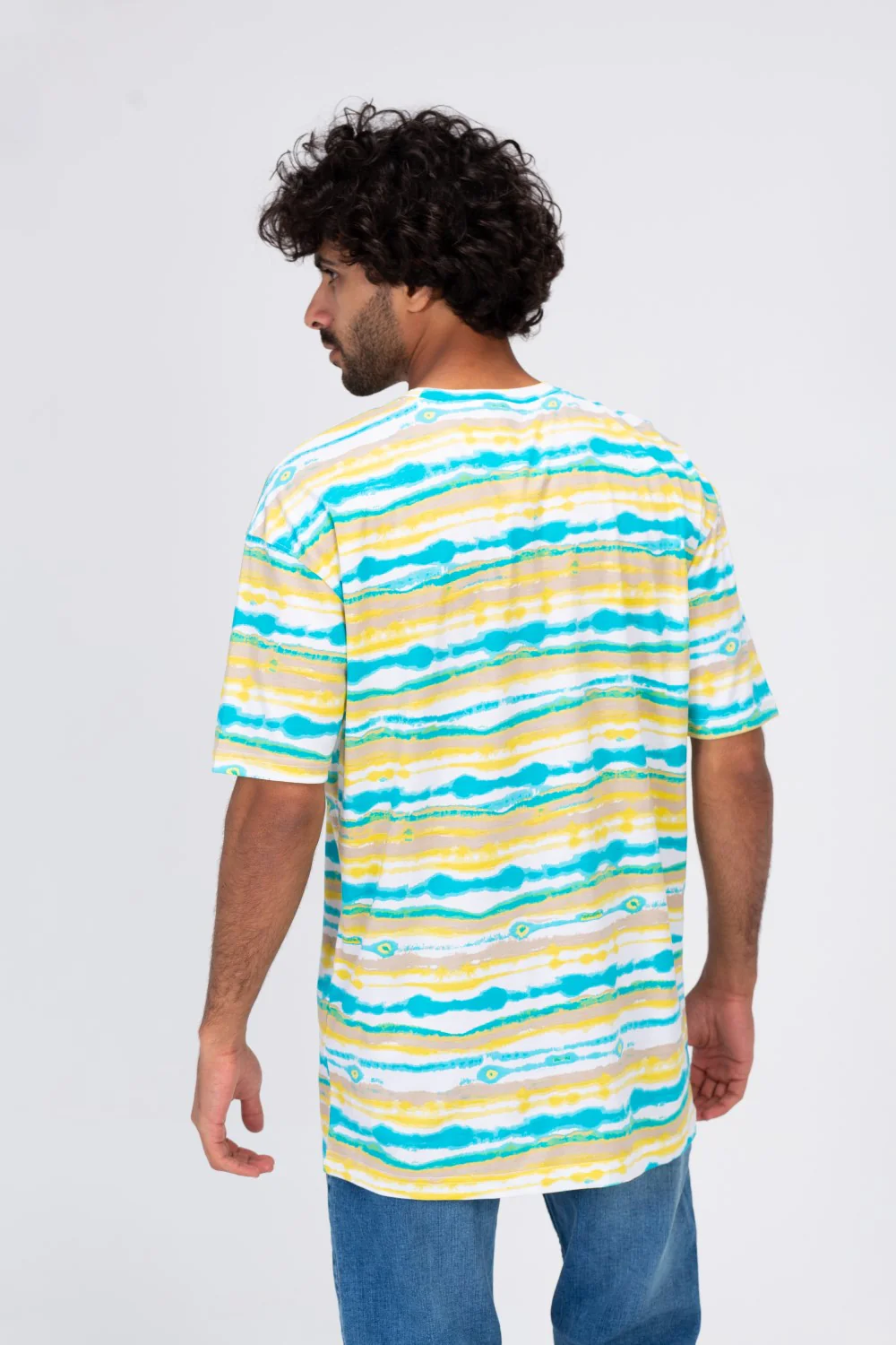 Mens T-shirt With Round Neck Multi Color Stripe And Take The Chance Print - Image 2