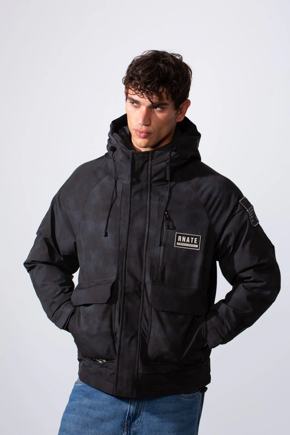 Men's Textured Fabric Waterproof Tomato Hooded Jacket