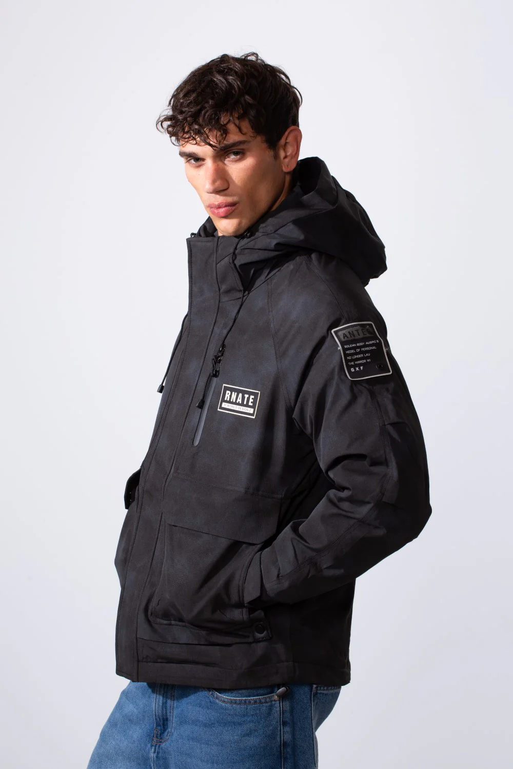 Men's Textured Fabric Waterproof Tomato Hooded Jacket - Image 4