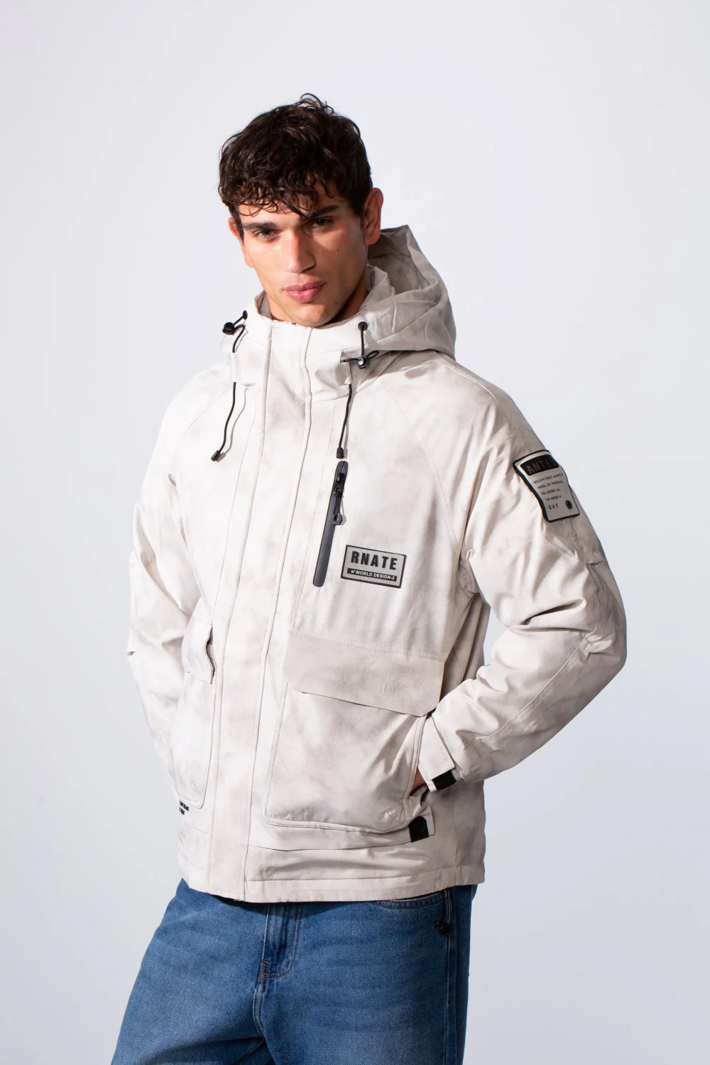 Men's Textured Fabric Waterproof Tomato Hooded Jacket - Image 5