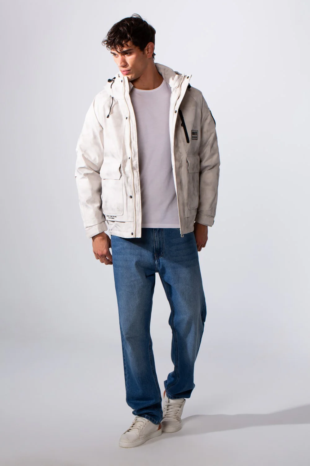 Men's Textured Fabric Waterproof Tomato Hooded Jacket - Image 7