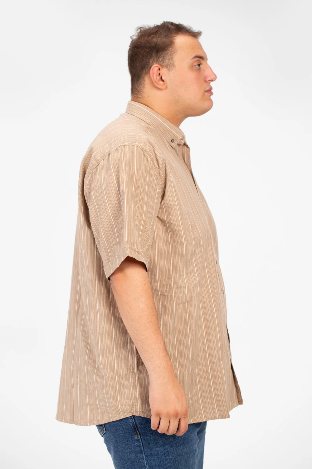 Men's Tomato Big Size Half Sleeve Striped Shirt In Basic Details - Image 3