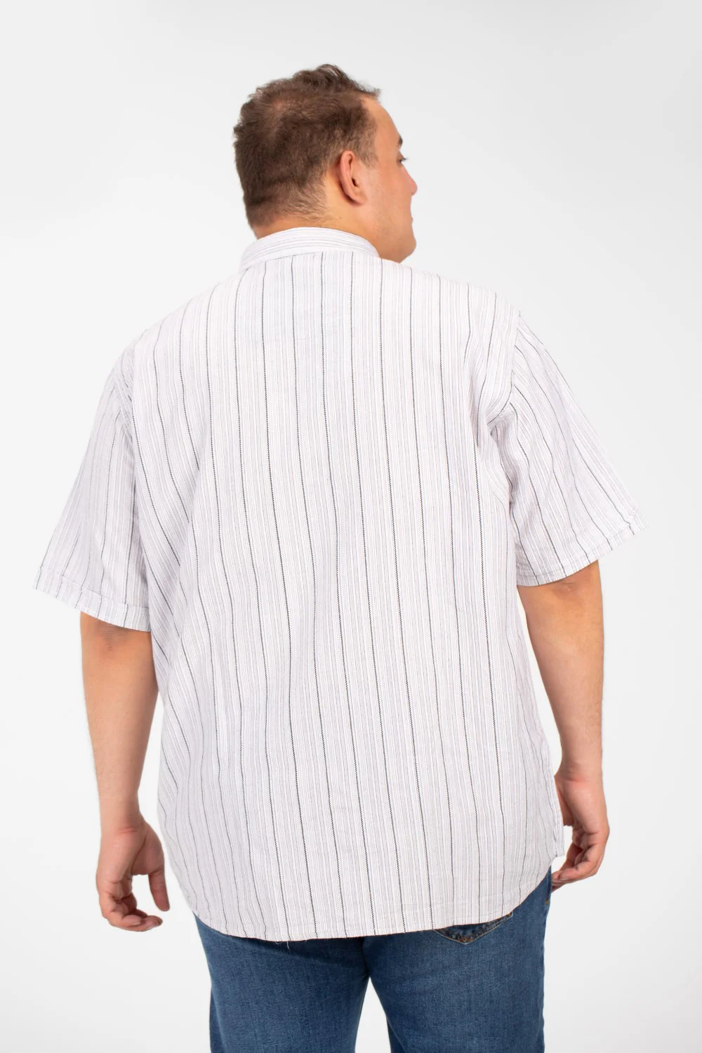 Men's Tomato Big Size Half Sleeve Striped Shirt In Basic Details - Image 10