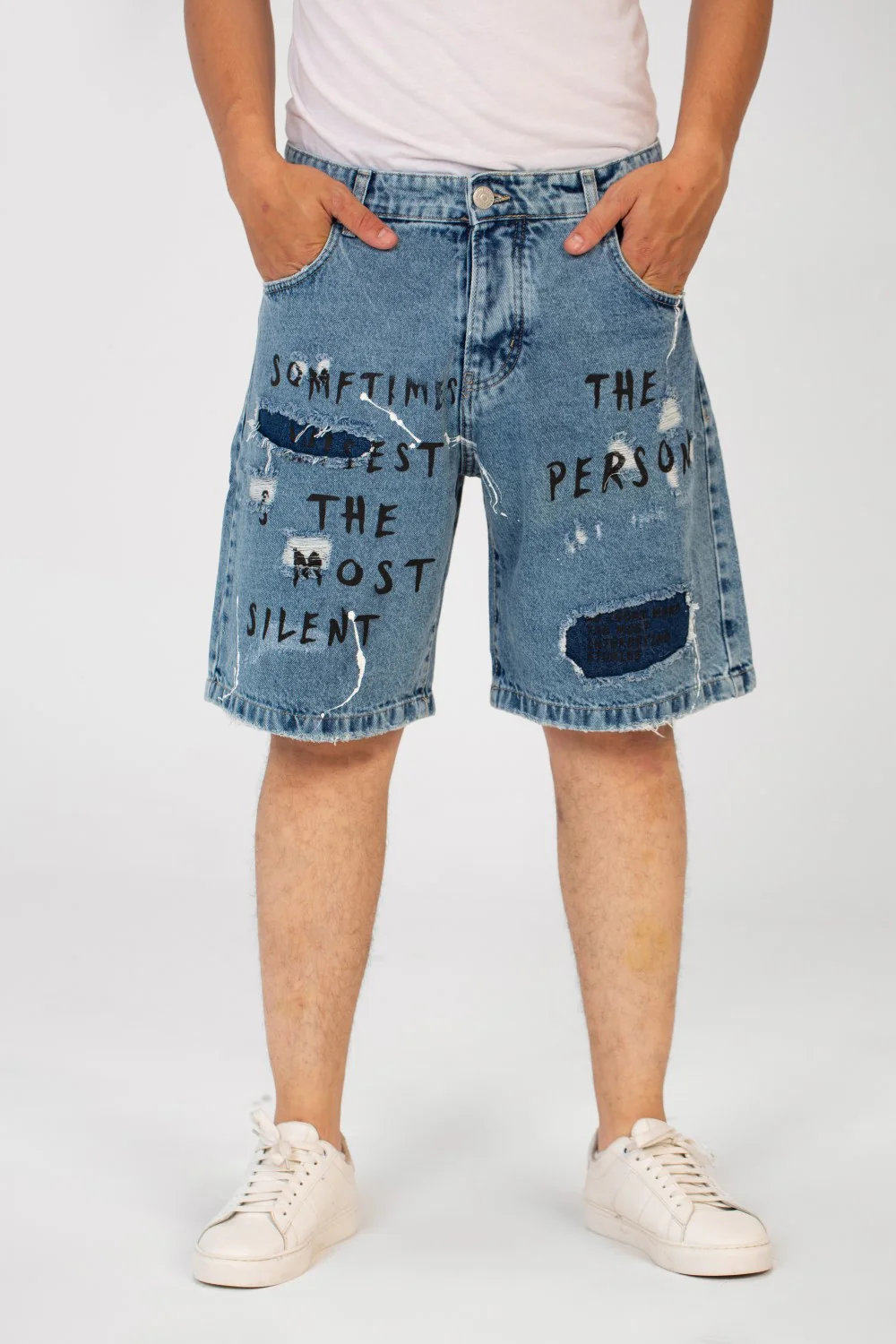 Men's Tomato Cutting Printed Five Pockets Denim Short - Image 5