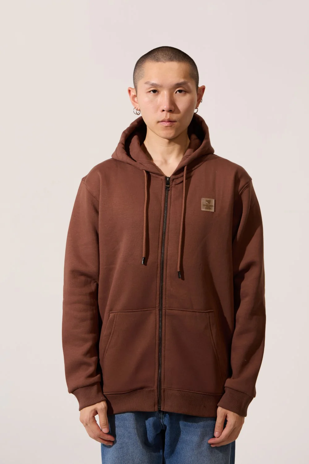 Men's Tomato Full Front Zip Hooded Slim Fit Long Sleeve Sweatshirt